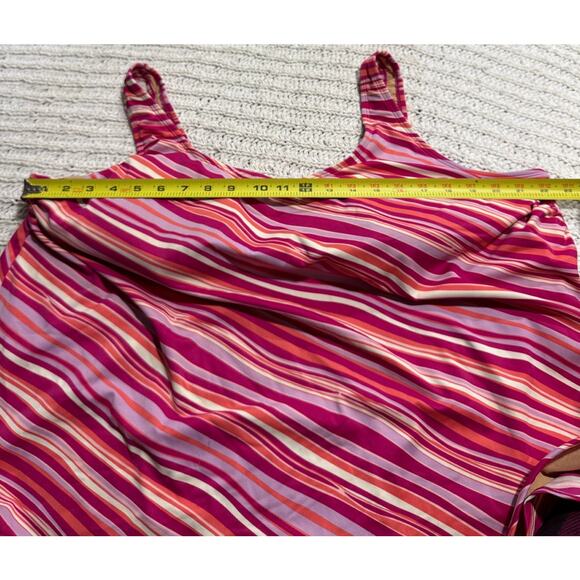 LL Bean Swim Tankini Top Women's Plus Size 26W Pink Striped Wireless UPF 50+ - Picture 4 of 8